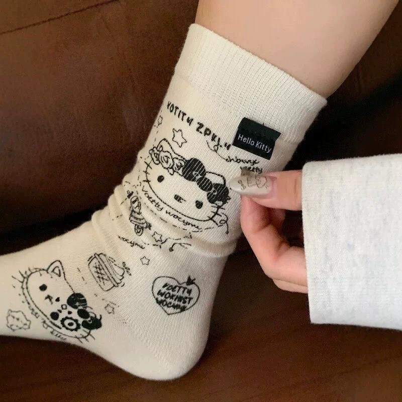 Hello Kitty, Tide, милые демисезонные японские гетры-колготки средней длины
