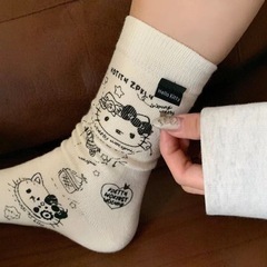 Ankle socks Hello Kitty cute gray women's socks for autumn and winter, spring and autumn, Instagram trendy Japanese style, match with Decon shoes