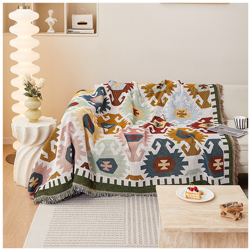 Bohemian style sofa cover cloth, universal for all seasons, dust-proof and cat-scratch proof, abstract sofa cover, sofa cushion cover blanket
