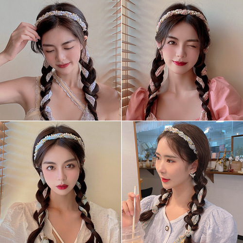 Summer ribbon floral streamer headband fabric braided hairband headband female hairband jewelry headband hairpin