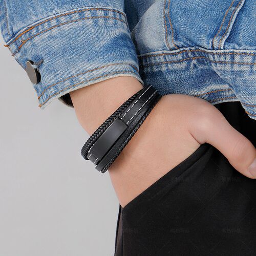 Cross-border E-commerce Original Handmade Rope Braided Stainless Steel Bracelet Men's Titanium Steel Bracelet Accessory
