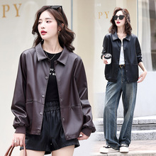 海宁真皮皮衣女式宽松皮夹克外套绵羊皮皮衣短款妈妈装上衣百搭潮