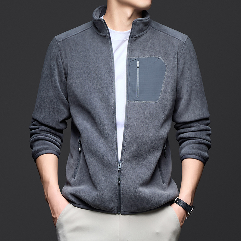 男士抓绒卫衣开衫秋冬长袖立领拉链衫男装时尚潮流摇粒绒保暖外套