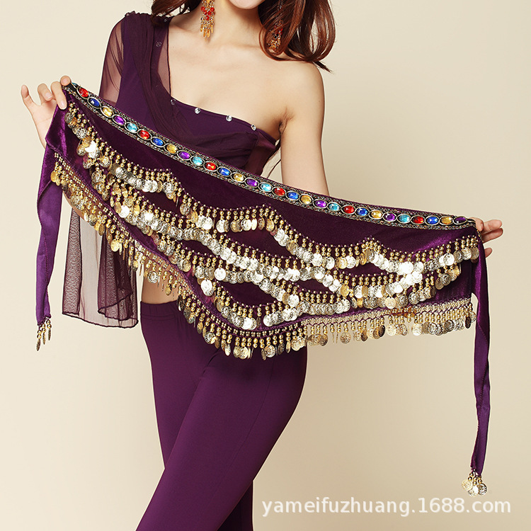 Indian Dance Performance Clothing Waist Chain New Belly Dance Waist Chain Practice Clothing Hip Scarf Beginner Waist Scarf