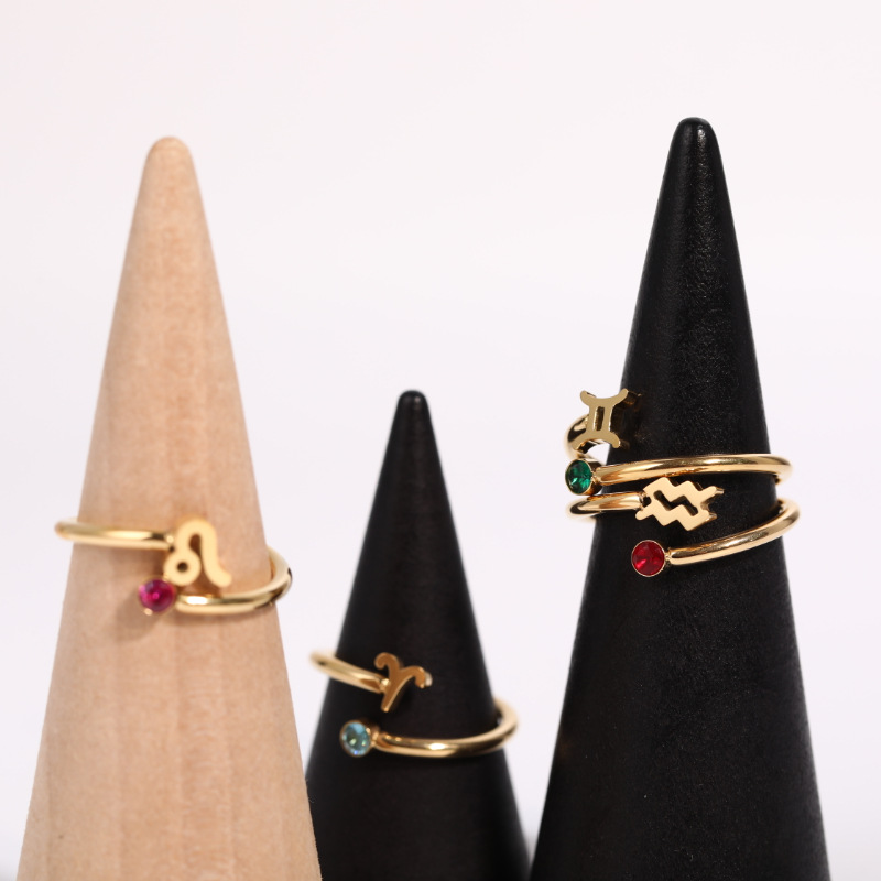 Bijoux En Gros Décontractée Style Simple Constellation Acier Au Titane Zircon Évider Incruster Anneau Ouvert display picture 8