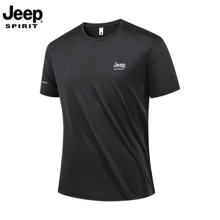JEEP SPIRIT夏季新款休闲运动圆领男士速干透气冰丝短袖t恤含吊牌