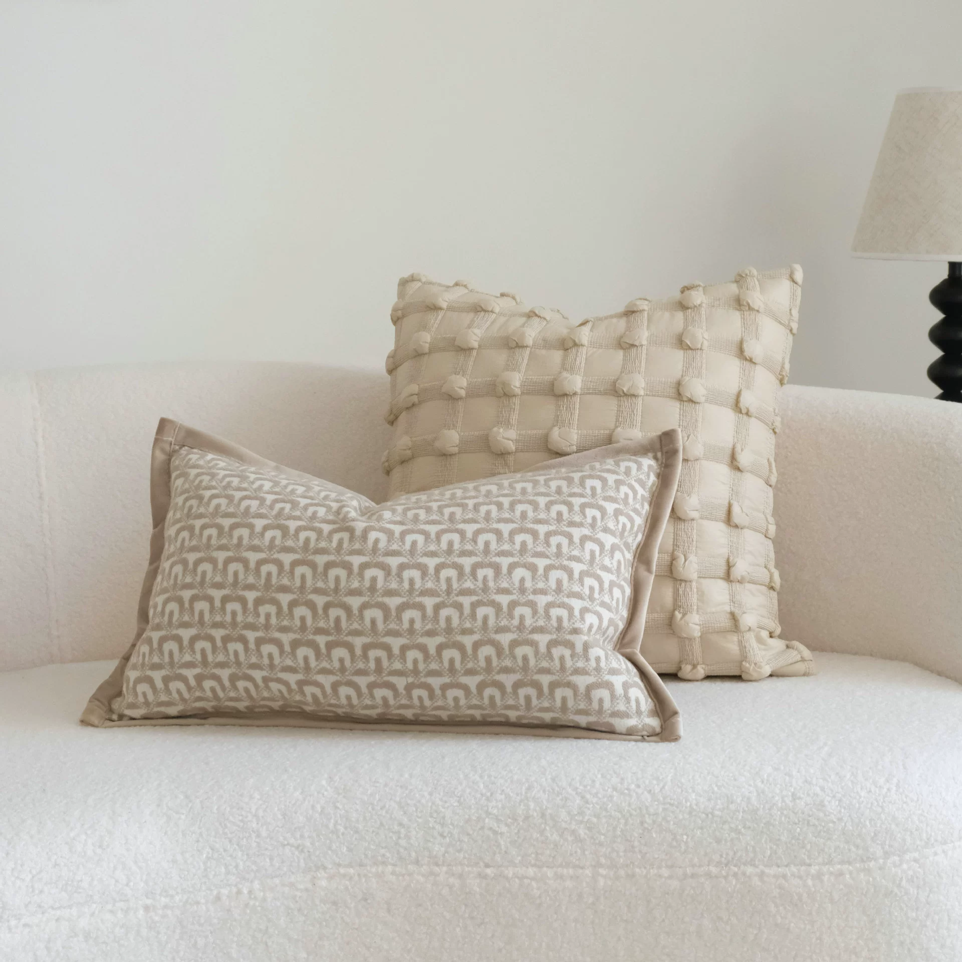 Beige pillow, pillowcase, sofa, wide color palette