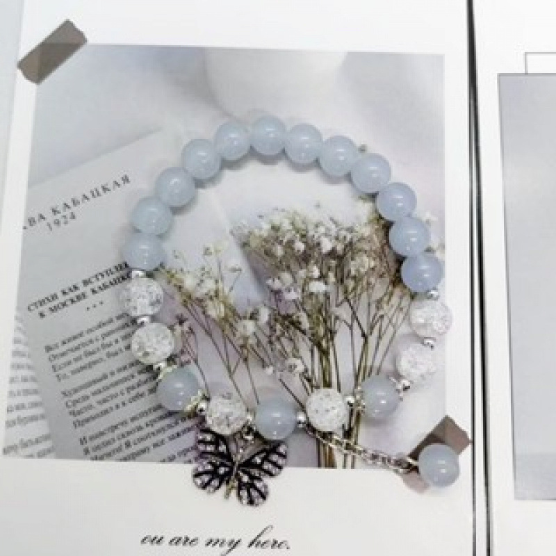 S055-블루 폭발 나비 비즈 팔찌#SZ456용