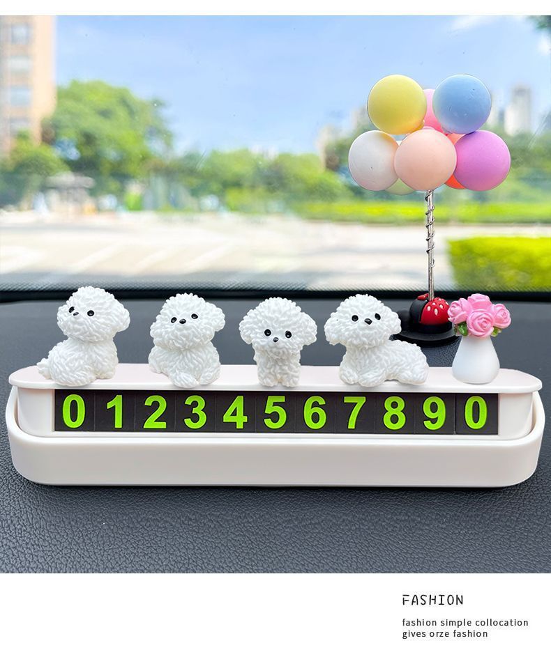 Healing Car Ornaments Mini Bichon Dog 2024 New Creative Cute Car Interior Central Console Decoration Small Ornaments