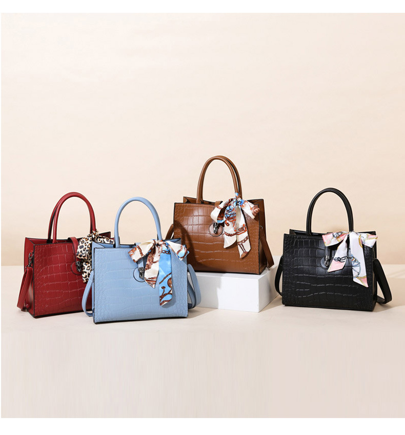 Women's Large All Seasons Pu Leather Crocodile Fashion Bowknot Square Zipper Tote Bag display picture 30