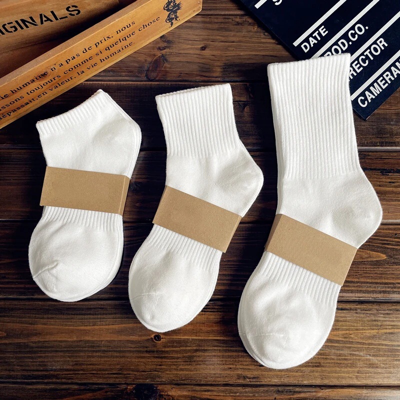 100% Pure Cotton Xinjiang Cotton Socks for Men and Women, Sports Socks, Black and White Solid Color, Autumn and Winter, All Seasons, Student Deodorant Short Socks, Couple Socks