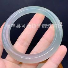 天然绿玉髓圆条手镯 半山半水 山水镯 油润细腻 厂家直销批发