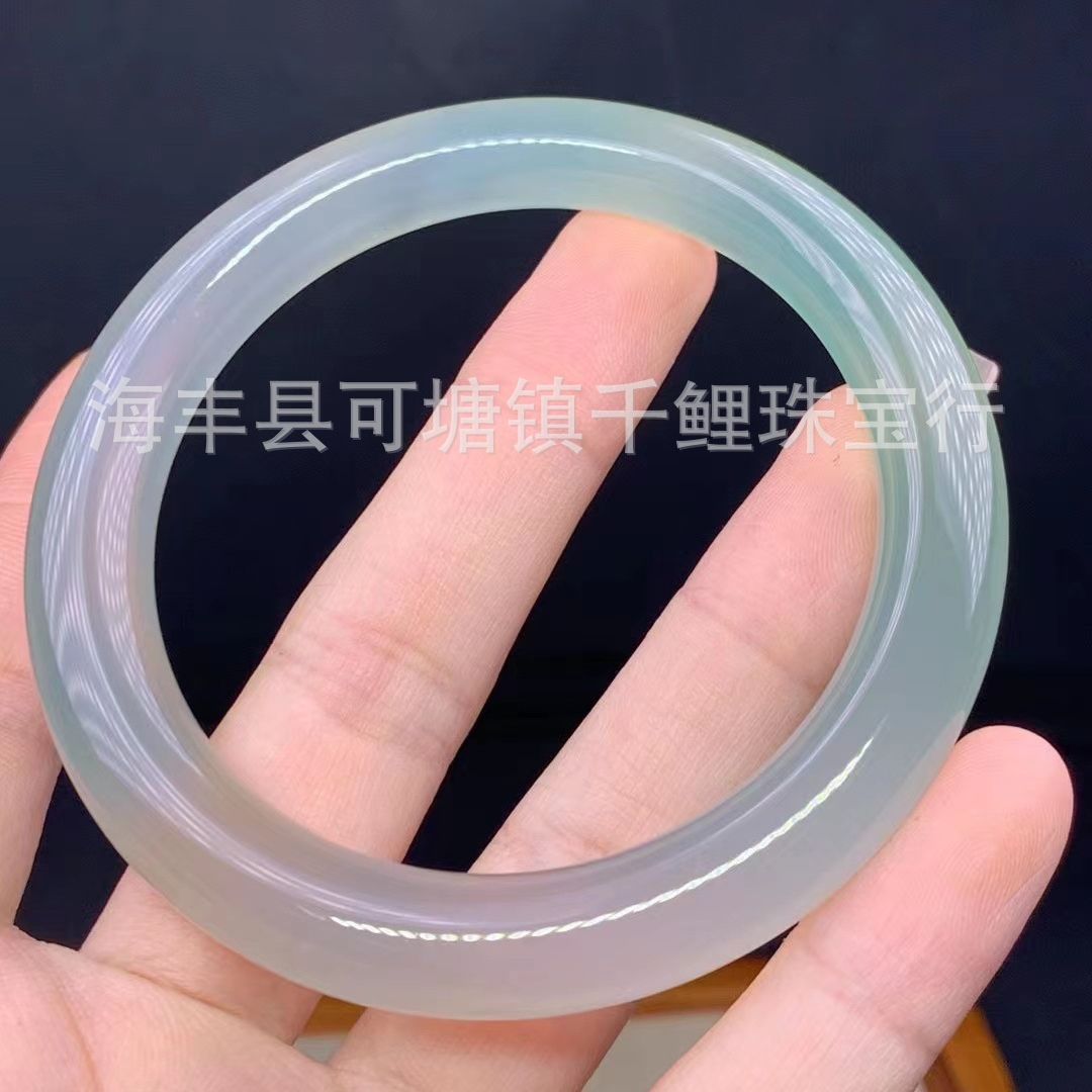 天然绿玉髓圆条手镯 半山半水 山水镯 油润细腻 厂家直销批发