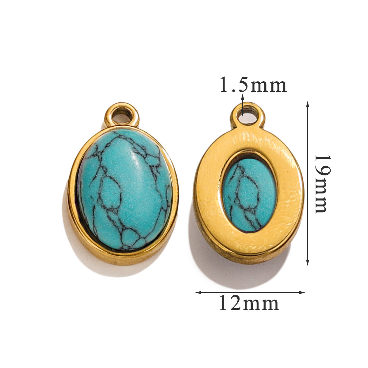 DIY accesorios de joyería de acero inoxidable piedra natural elíptica pequeña colgante pendientes pulseras collares materiales hechos a mano al por mayor