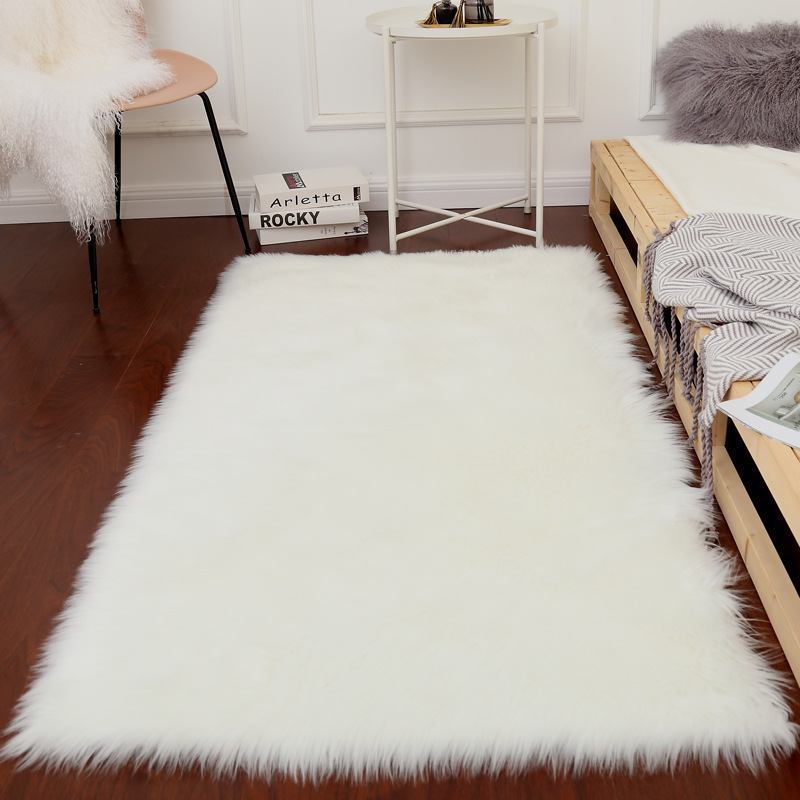 Nordic long-haired rug bed edge rug, thick living room coffee table rug, bedroom closet faux wool rug
