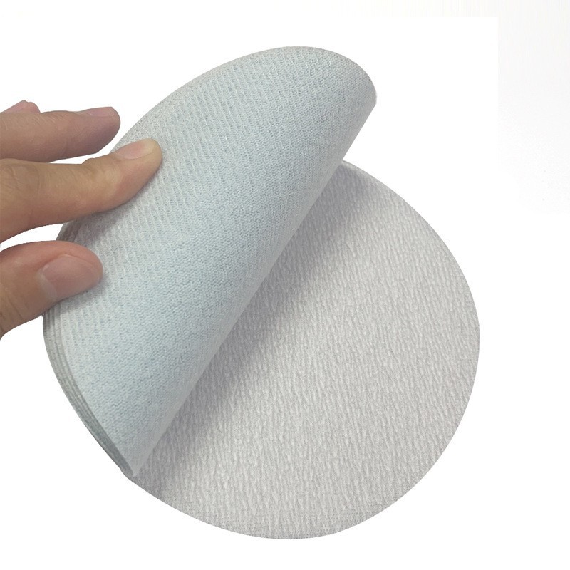 厂家直销5寸植绒砂纸圆砂纸热卖白色植绒砂纸磨片125干磨砂纸砂纸