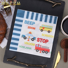 Factory-new, creative, personalized engineering fire truck-themed cute-patterned napkins—made from wood pulp paper
