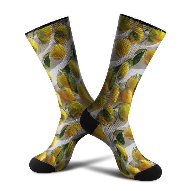 360 Seamless Digital Printing 3D Digital Printing Trendy Socks Fresh Fruit Style Lemon Pattern Stockings
