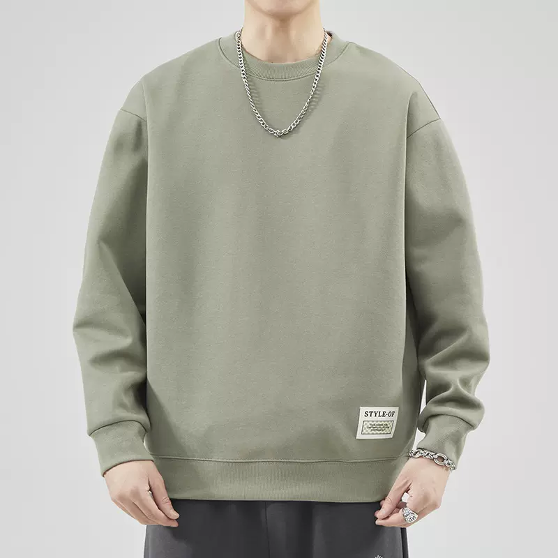 尚谷男装 2025春季新款卫衣纯色图案T恤男长袖男百搭圆领卫衣男