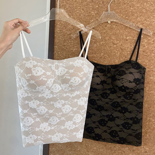 Summer wear anti-light oxygen sense jacquard lace small square collar strap small vest beautiful back underwear foreign trade cross-border
