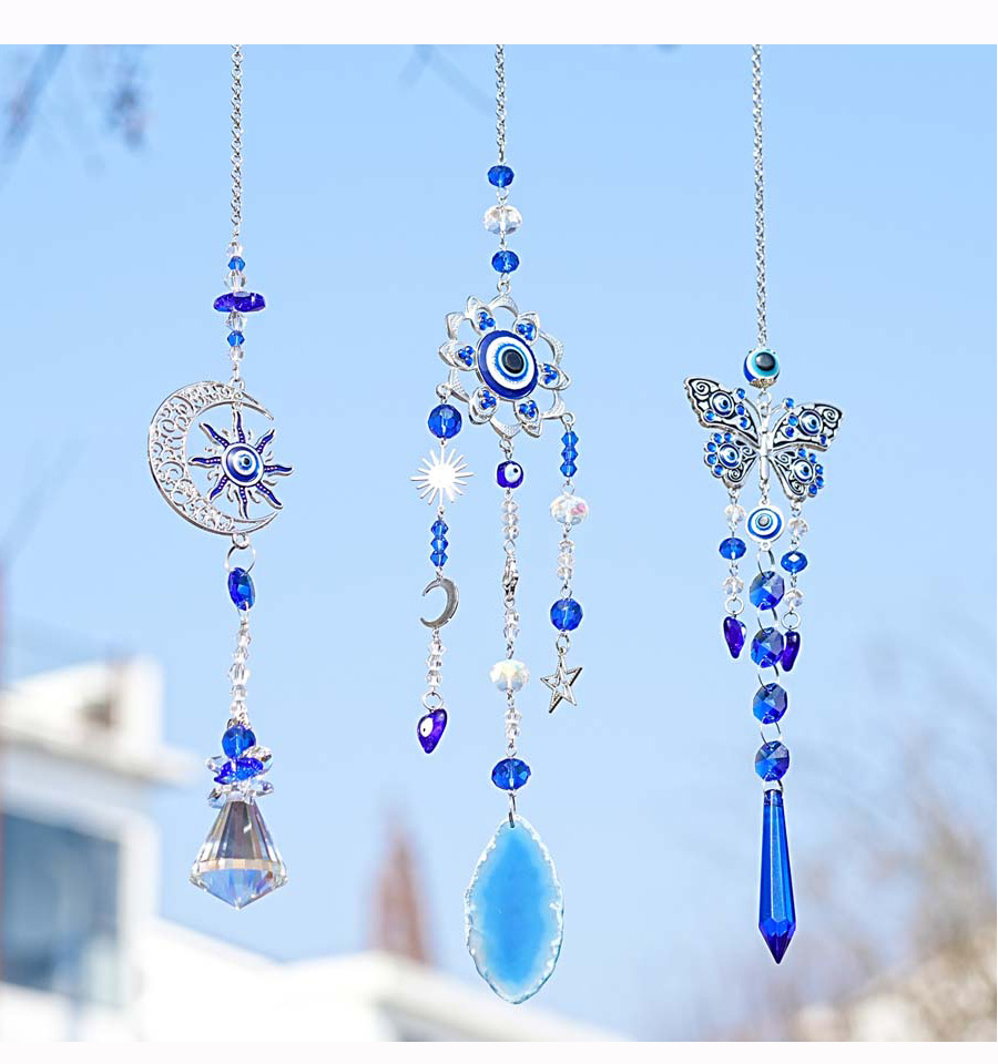 Artificial Crystal, Glass Material Simple Style Shiny Moon Butterfly Artificial Crystal Glass Suncatcher Wind Chime Wall Art