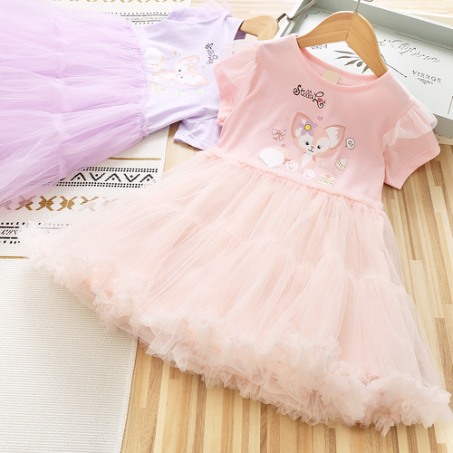 Girls summer dress Xingdailu dress  new medium and large children's princess dress pure cotton summer little girl dress