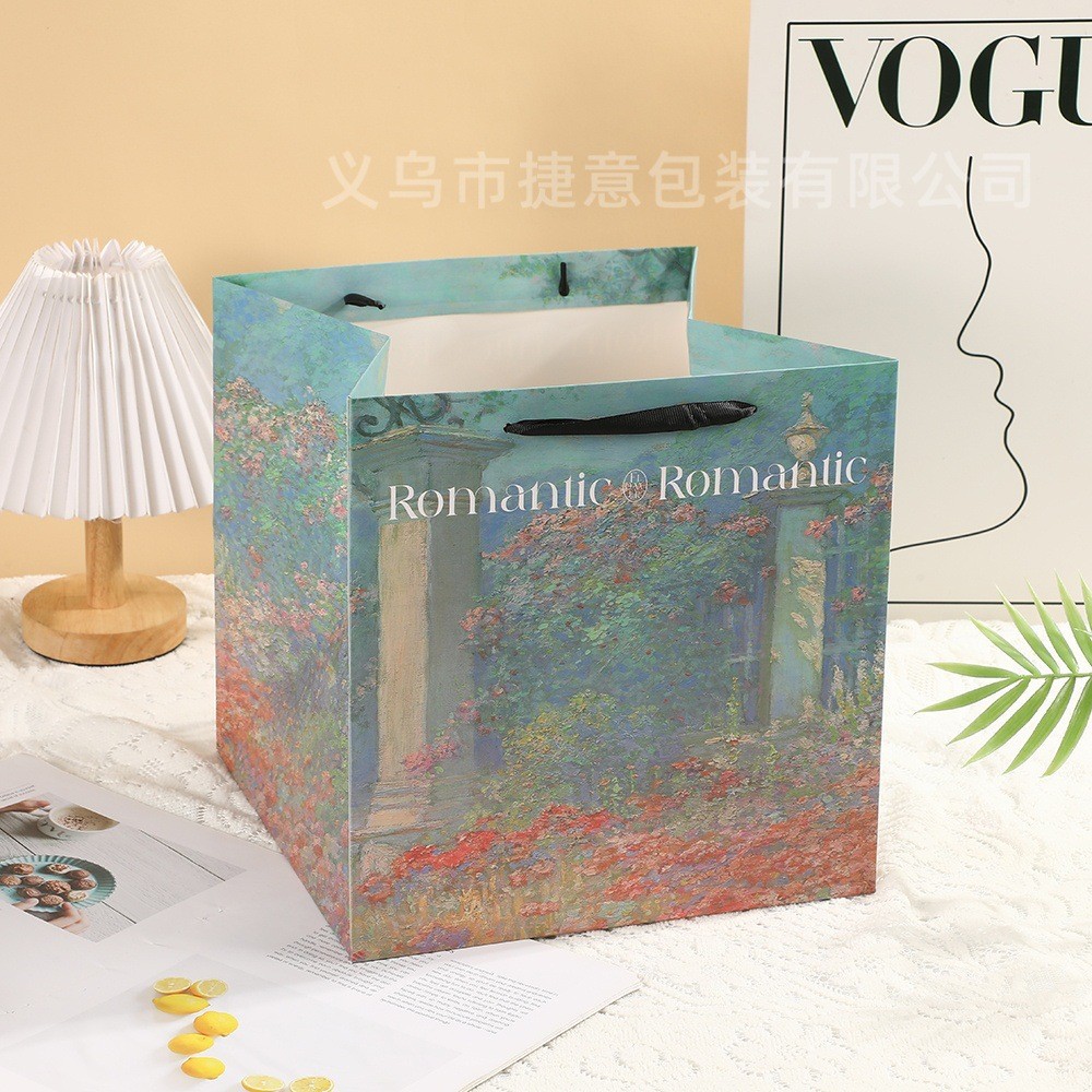 熙梦花园手提袋鲜花小香风花束正方形花店专用礼物