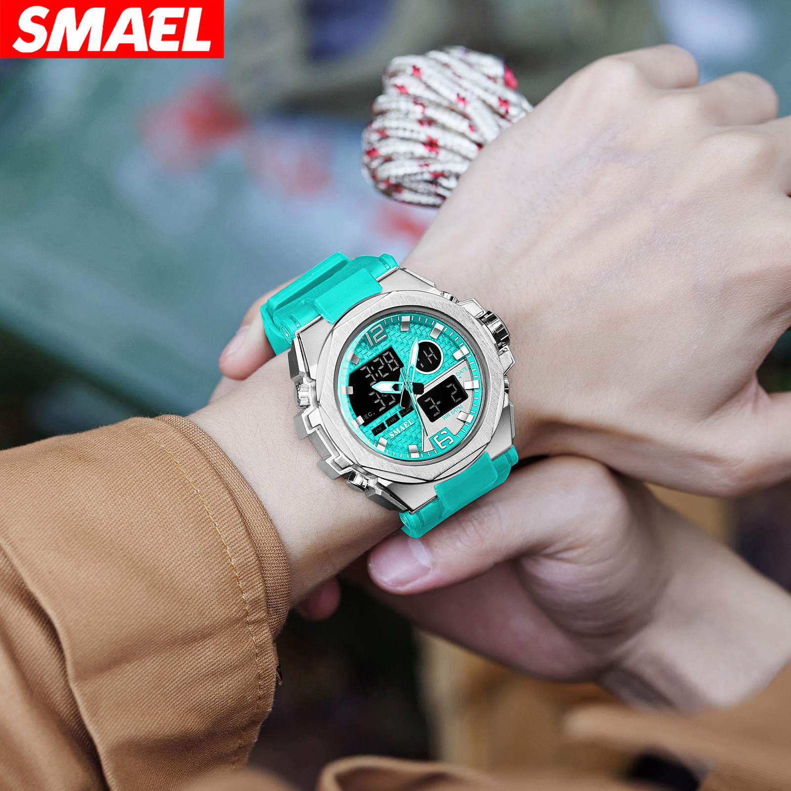 SMAEL Smaller tendencia al aire libre aleación táctica doble reloj de pulsera nocturna impermeable doble reloj electrónico 8103