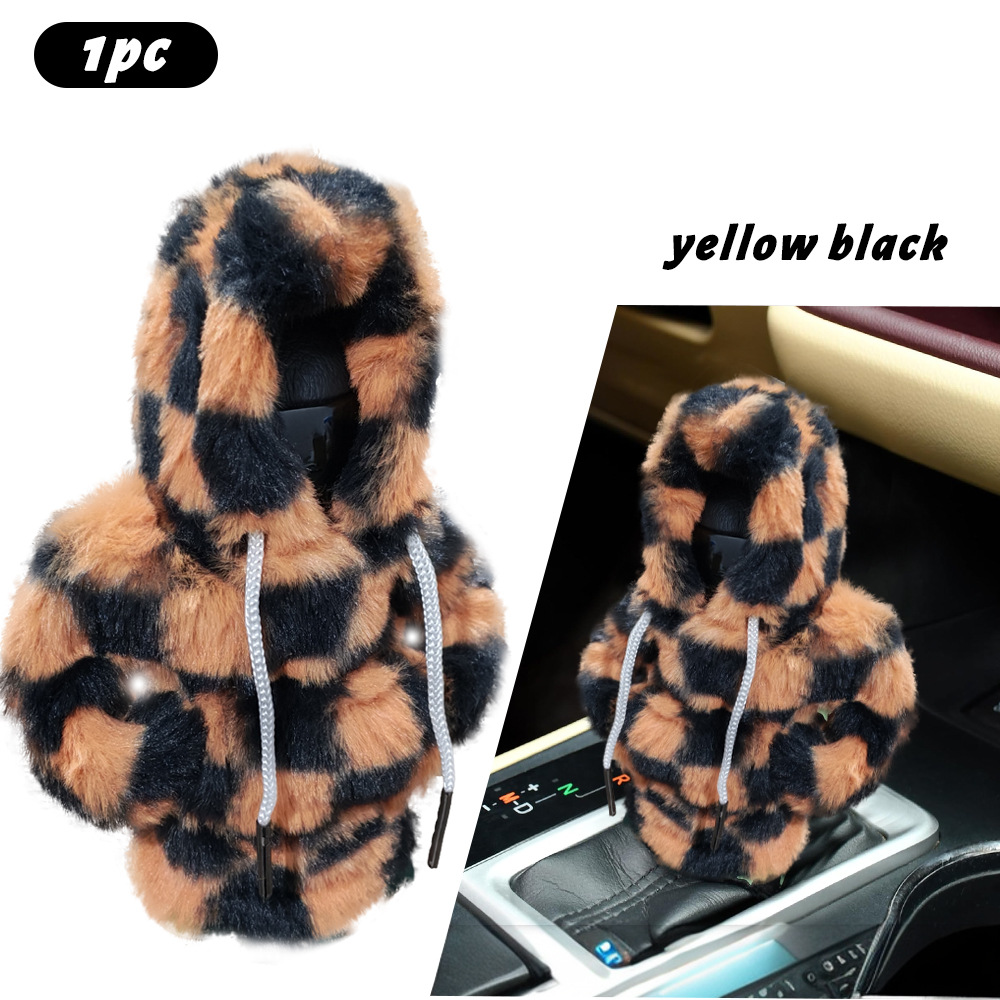 Cross-border plush car gear lever decorative gear handle headgear vests with hat lining protection anti-hand lever gear shift position accessories