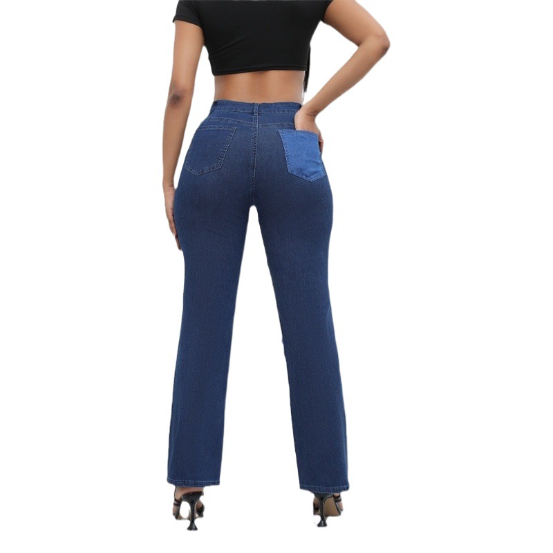 Tallas grandes ropa de mujer 2023 otoño en stock transfronterizo nuevo europeo y americano de alta calidad recta cintura alta jeans al por mayor para mujeres