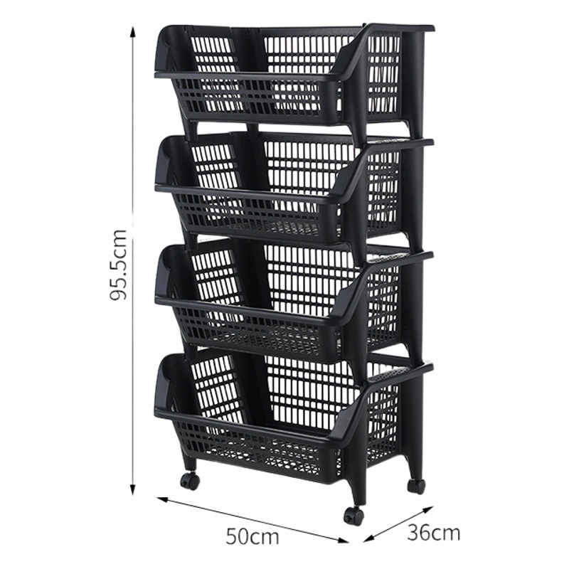 Estante de almacenamiento de cocina oblicuo de múltiples capas piso canasta de almacenamiento de frutas y verduras carro móvil para el hogar canasta de almacenamiento apilable