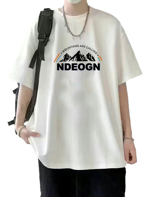 Verano nuevo estilo de seda de hielo tendencia camiseta suelta estilo de Hong Kong impresión cuello redondo camiseta de manga corta tendencia femenina todo fósforo camiseta fría