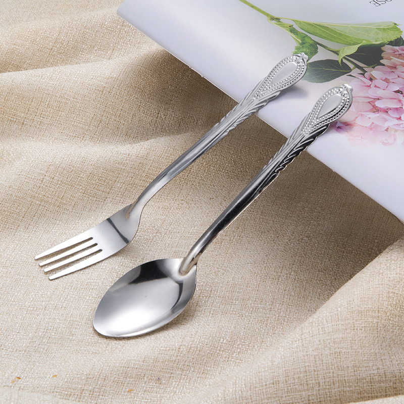 Juego de cubiertos de acero inoxidable (cuchara y tenedor) - Para sopa y frutas - Diseño creativo y elegante - Uso doméstico