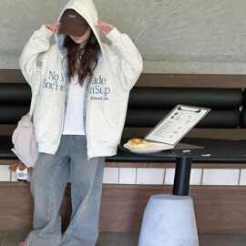 2026秋装新款女童连帽外套中大童韩系格子拼接卫衣冬季加厚上衣服