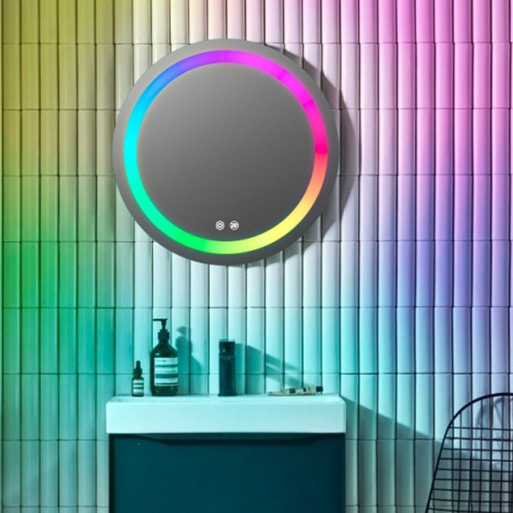 Comercio exterior transfronterizo baño espejo LED de color espejo luminoso RGB inteligente espejo de atmósfera de baño