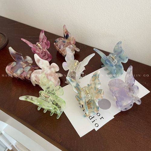 Summer style French butterfly clip pink butterfly clip hair clip acetic acid hair clip retro back of head hair accessories hair clip for women