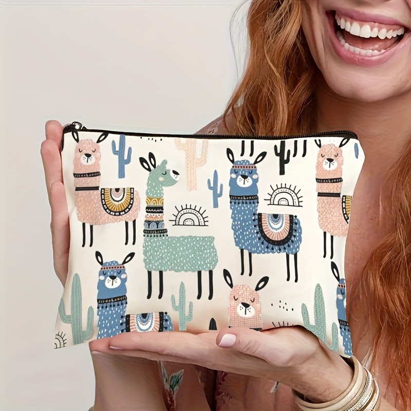 Stylish Alpaca Canvas Cosmetic Bag - Durable