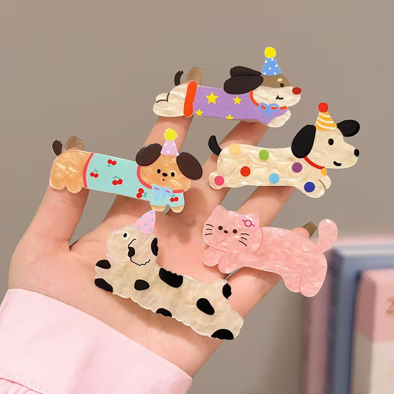 Cartoon Cute Puppy Hairpin Women's Fringe Fringe Hair Duckbill Clip Hairpin Children's Headwear Summer