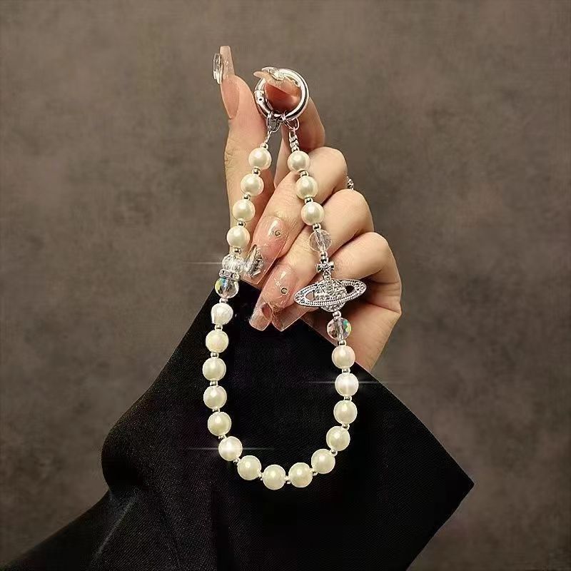 Light Luxury Pearl Crystal Beaded Mobile Phone Chain Planetary Bag Car Keychain Hanging Wrist Lanyard Instagram Style New Light Luxury Pearl Crystal Beaded Mobile Phone Chain Planetary Bag Car Keychain Hanging Wrist Lanyard Instagram Style New