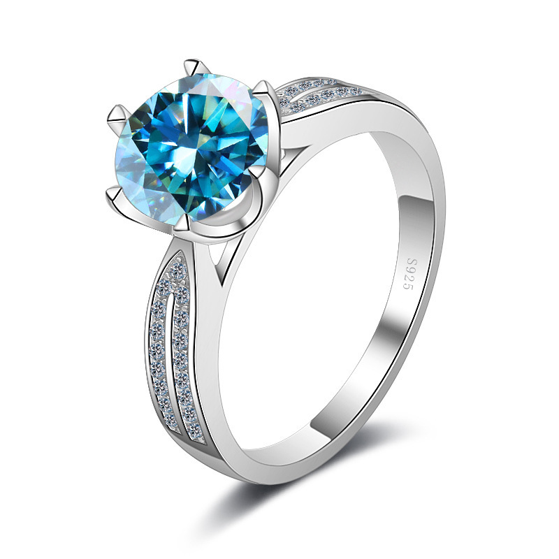 Anillo rojo de siete colores super brillante de moissanita ligero de lujo de plata esterlina de moissanita de 12 quilates anillo de diamantes de simulación