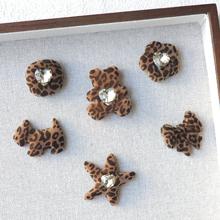 新款植绒豹纹镶钻组合款手机壳头饰包包服饰鞋花耳饰diy饰品配件