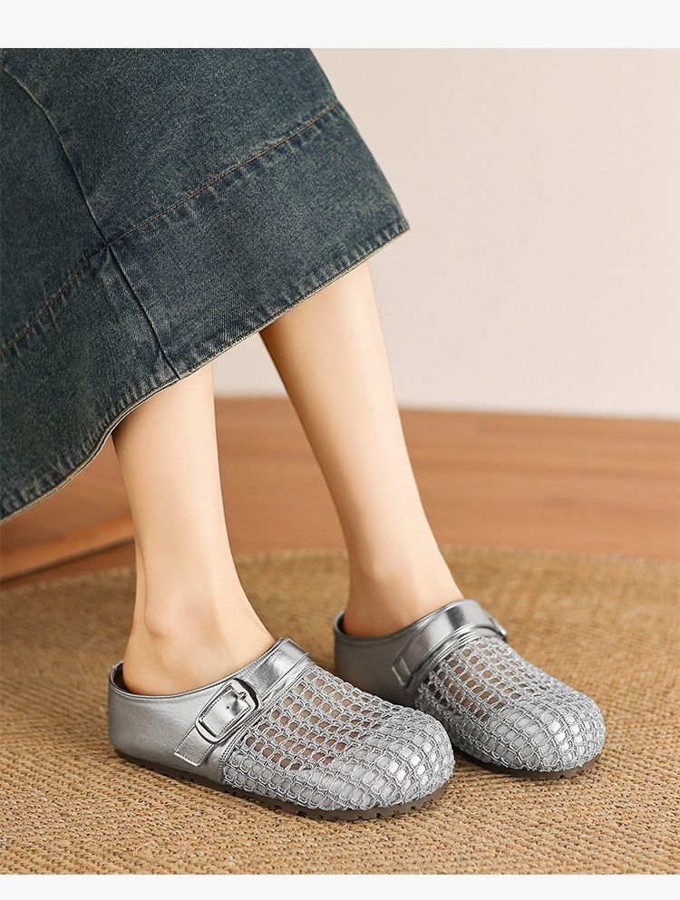 Dép sandal nữ quai chữ V đế tăng chiều cao, mũi trùm thoáng khí — LR12 Màu be chi tiết 13