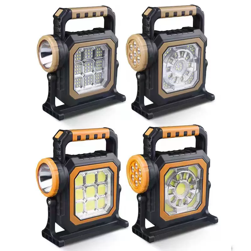多功能太阳能手提探照灯户外野营强光手电USB充电露营灯 应急灯