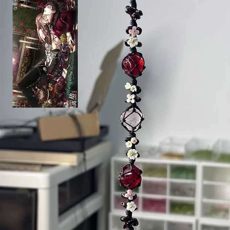 [Lava Tipsy] Synthetic Garnet Purely Handmade Braided Bracelet Red Pomegranate Premium Dark Bracelet Hot Style