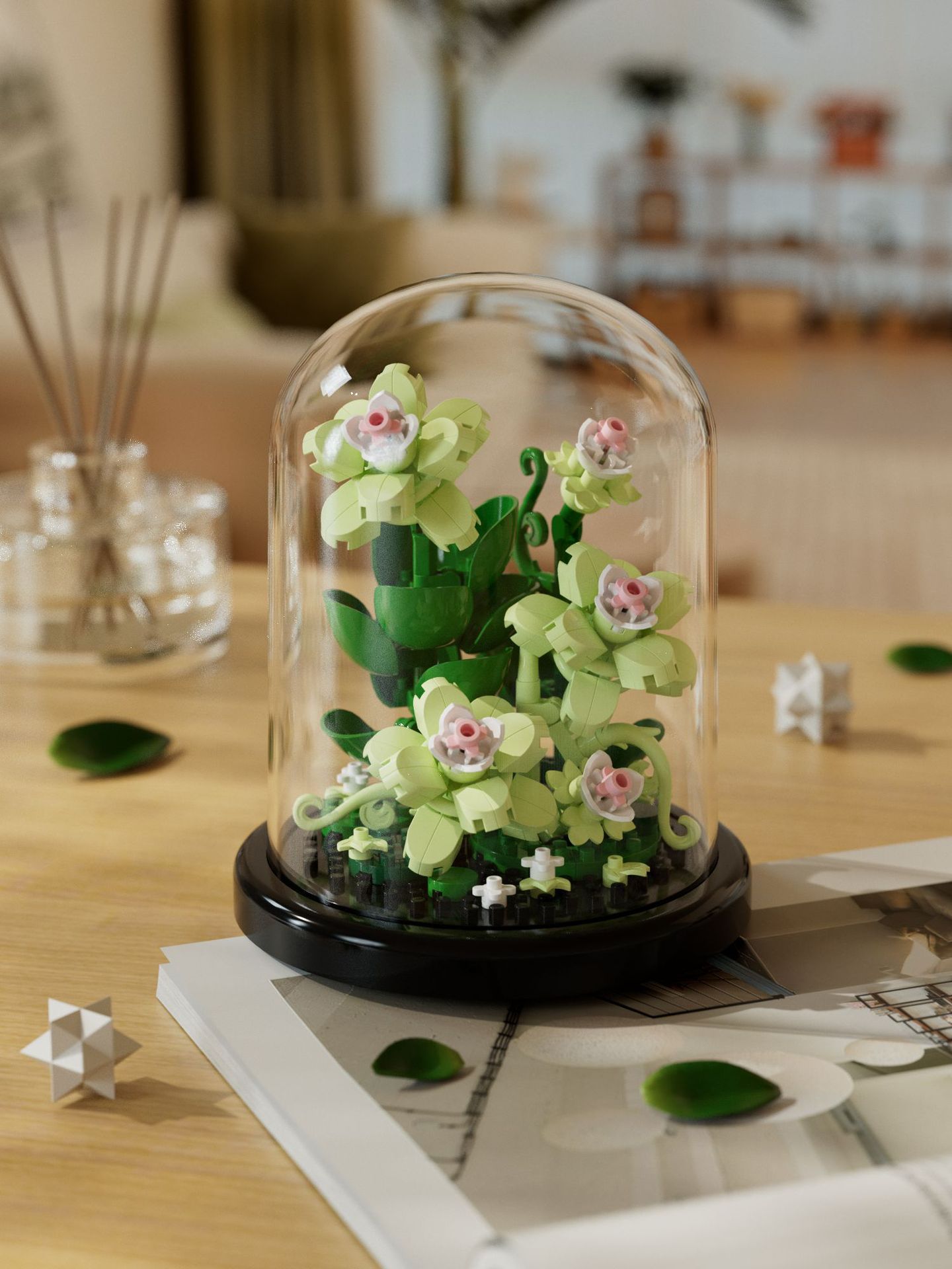 Compatible con la red alta cactus plantas suculentas escritorio decoración creativa para niños niñas ensamblaje juguetes bloques de construcción
