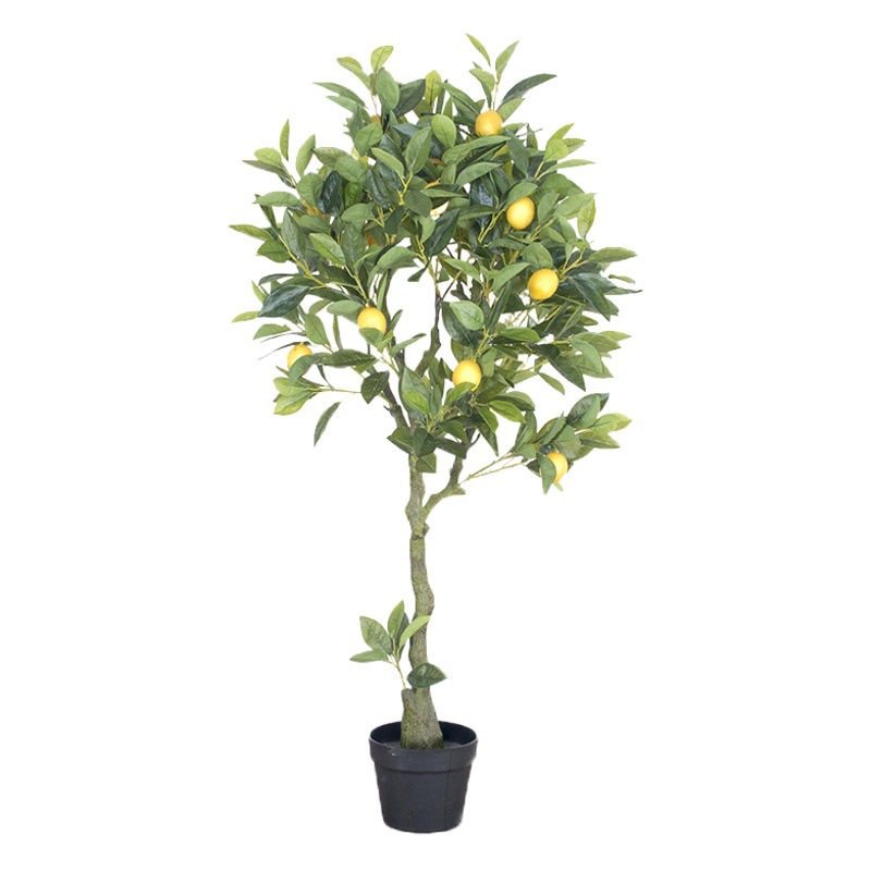 Simulación de planta de interior con fruta con maceta de árbol de limón Decoración del hogar Plantas verdes en maceta Simulación de árbol de limón naranjo