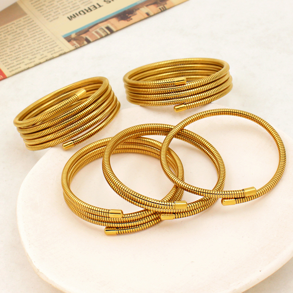 21g Weight PVD Coated Gold Plating Process 18K Gold, Real Gold Plated Plating Material 304 Stainless Steel Pendant Material Bangle Classification 304 Stainless Steel Chain Material 1 Piece Quantity Holiday, Daily Occasion 304 Stainless Steel Material Round Pattern Women's Gender Simple Style Style Waterproof Non Tarnish, Plating Craft PVD Coated 18K Gold Real Gold Plated Round 304 Stainless Steel Simple Style Waterproof Non Tarnish 304 Stainless Steel Bangle 15