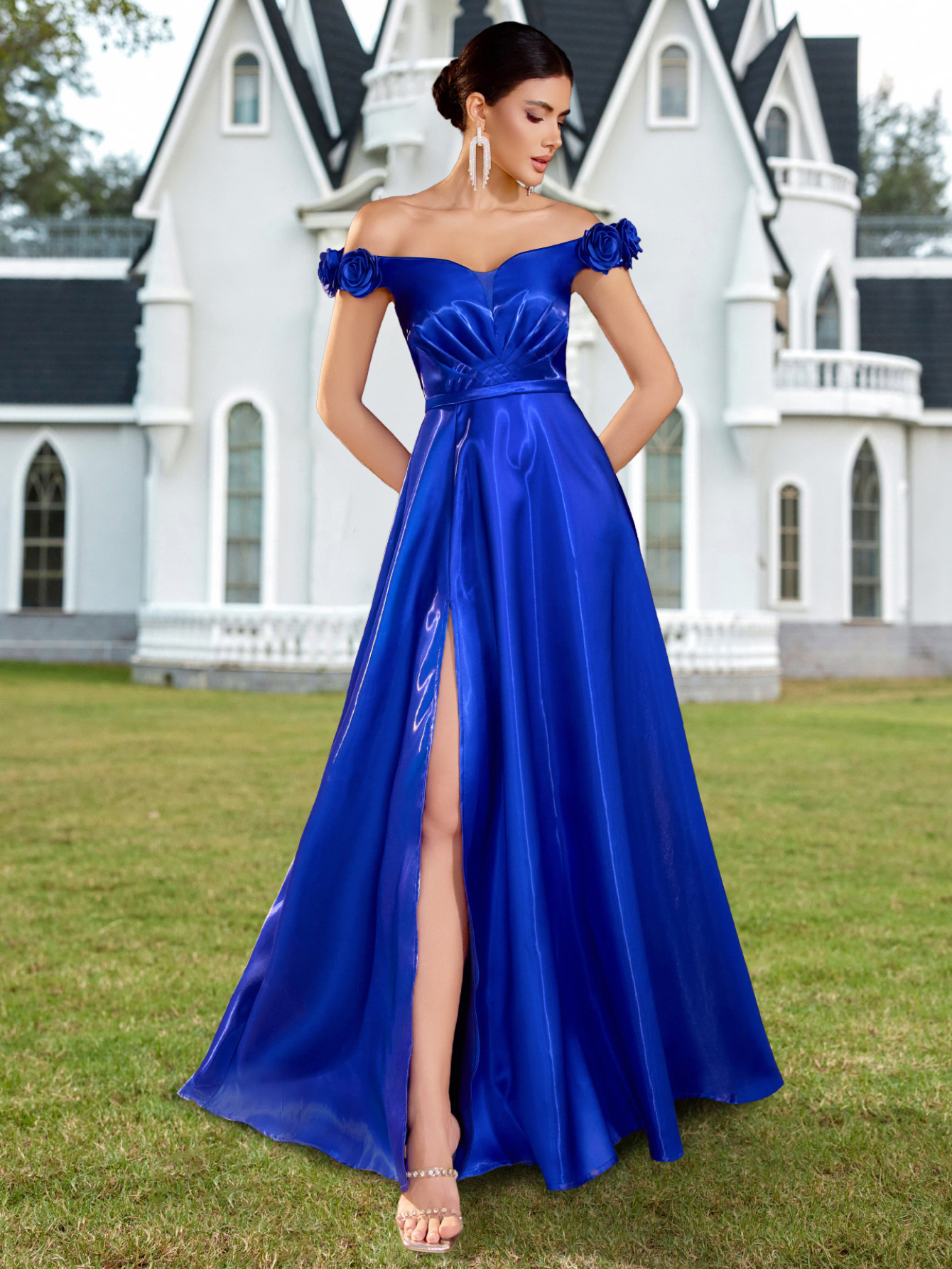 Transfronterizo Amazon nuevo temperamento top de tubo vestido brillante fiesta de lujo ligero reunión de damas vestido de noche elegante