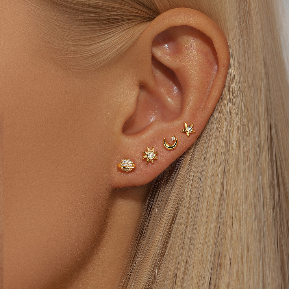 1g Weight 925 Sterling Silver Ear Needle Material Ear Studs Classification 4 Pieces Set Quantity Daily, Date Occasion 925 Sterling Silver Material Geometric Pattern Women's Gender Plating Design Simple Style, Classic Style Style 4 Pieces Set 925 Sterling Silver Geometric Ear Studs 14
