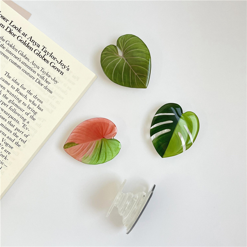 ABS+TPU Material Leaves Pattern Leaves Abs+tpu Classic Style   Mobile Phone Holder